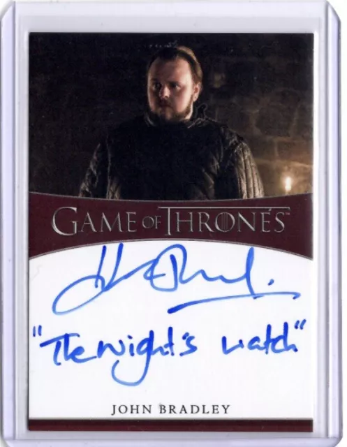Game Of Thrones, John Bradley / Samwell Tarly Inscription Autograph Card