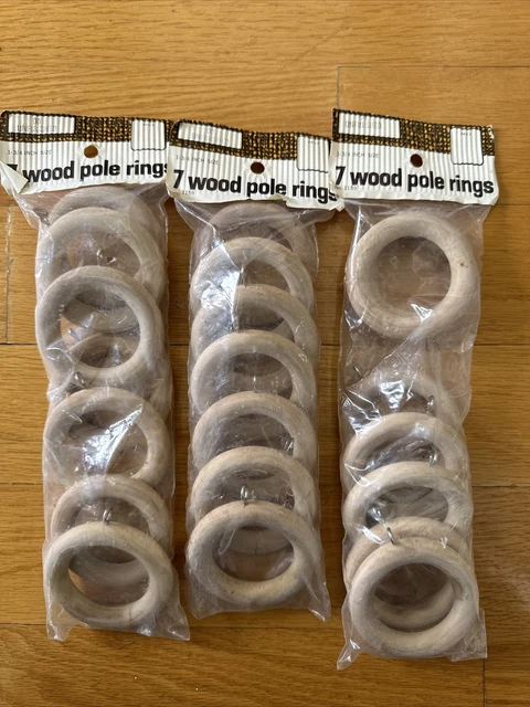 Lot of 3 New Vintage Kenny 7 Packs Wood Pole Rings Unfinished 1 3/4" size No1159
