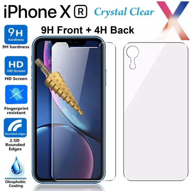 Tempered Glass 9H Guard screen protector for Apple iPhone XR Front + Film Back