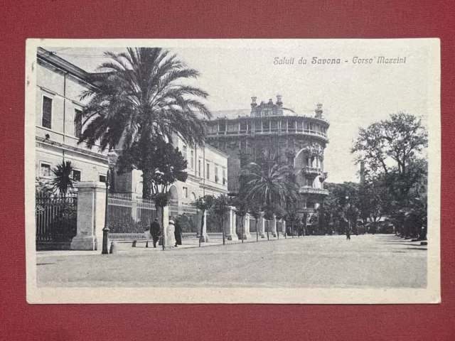 Cartolina - Saluti da Savona - Corso Mazzini - 1924