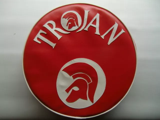 Red/White Trojan and Trojan Head Scooter Wheel Cover  Vespa/ Lambretta