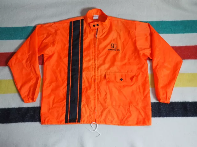 VTG 70s Ebert Enterprises Orange Black Talon Zip Nylon Copeland Racing Jacket XL