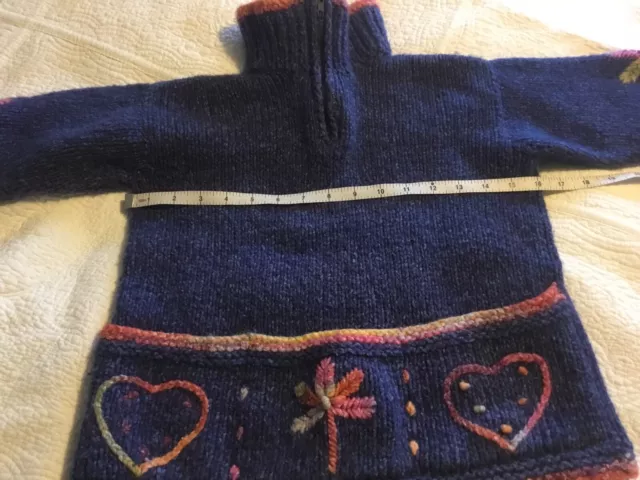 Pacha Mamma Mamita Childrens Jumper 50/50 Wool CottonBlue & Multi Colour 3