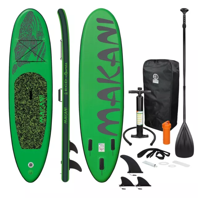 10 ft SUP Stand up paddle board gonflable 320 cm Makani vert pompe à air pagaie