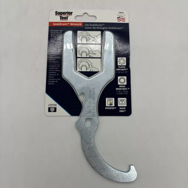 NEW Superior Tool 03845 PLUMBING Sink Drain Wrench TOOL STEEL 6409379