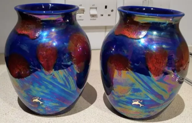 Pair of Poole England Cosmic Lava Pottery Vases