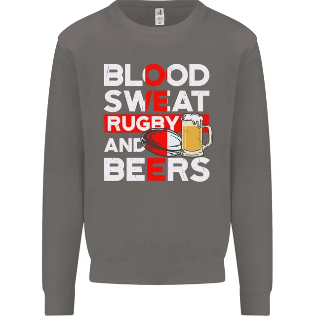 Felpa Blood Sweat Rugby e Birre Inghilterra Divertente Uomo Maglione 3