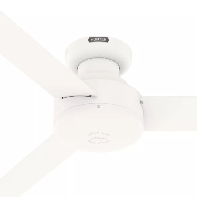 Hunter Fan 52 in Low Profile Matte White Ceiling Fan with 3 Blades and No Light
