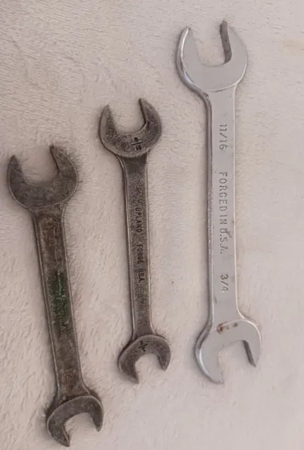 Vintage Wrench Lot-Assortment Of 3 Made In Usa Wrenches- Used-Forged Usa
