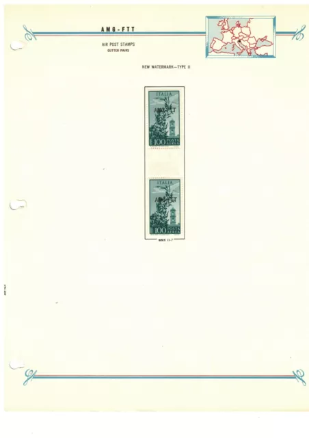 Trieste AMG-FTT 1949 100L Green Airmail Gutter Pair MLH on Bush Album Page