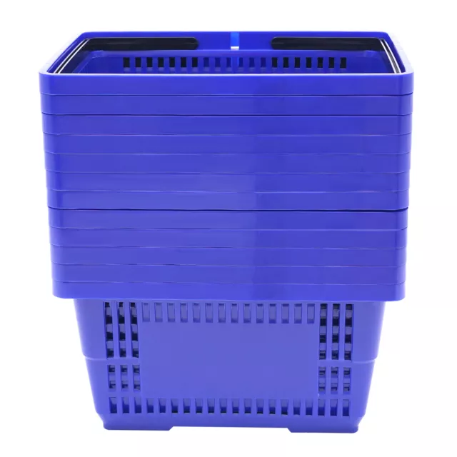 Blue Shopping Store Basket 22lbs Capacity with Handles Shopping Totes Pack of 12