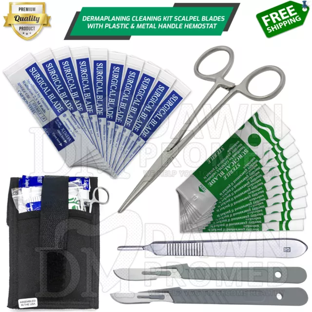 Dermaplaning Cleaning Kit Scalpel Blade #22,#10,#11 Plastic & BP Handle German G
