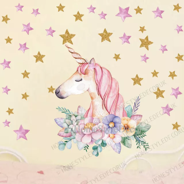 Magical Unicorn Horse Stars Children Wall Stickers Girls Decor Decal UK Home DIY