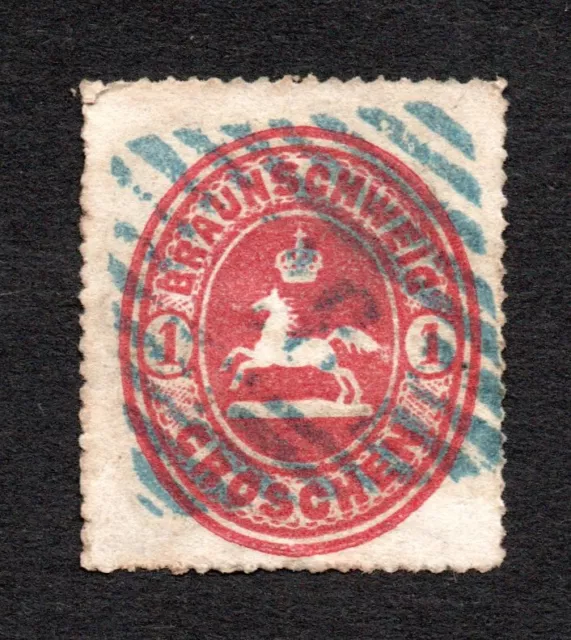 Braunschweig 1865 / Wappen 1 Gr. - Mi.Nr. 18 - blauer Stempel "8" / 70,- € Mi.