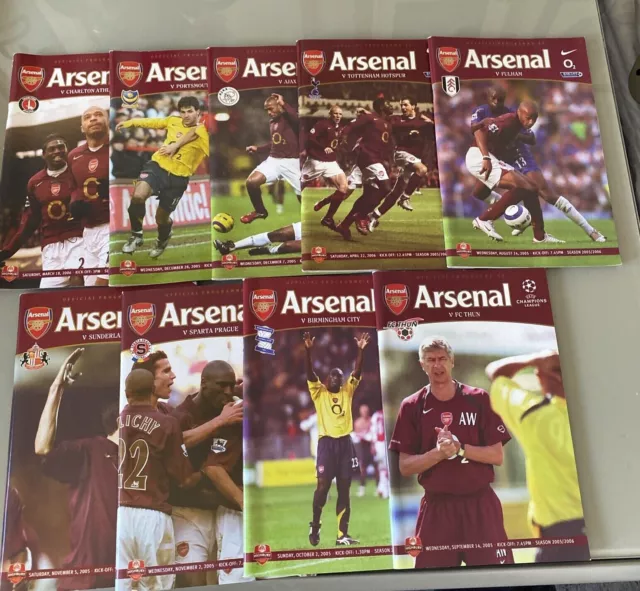 Arsenal FC Home Programmes 2005 / 06 Season (11 matches)