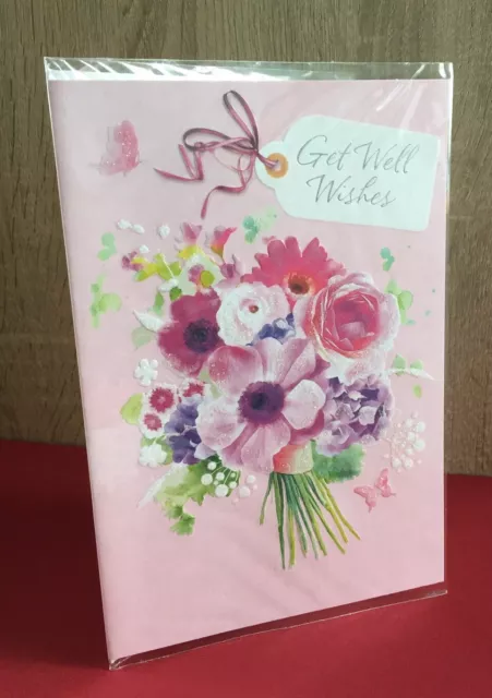 Female Beautiful Get Well Soon Card Get Well Wishes Flower Bouquet Theme C45