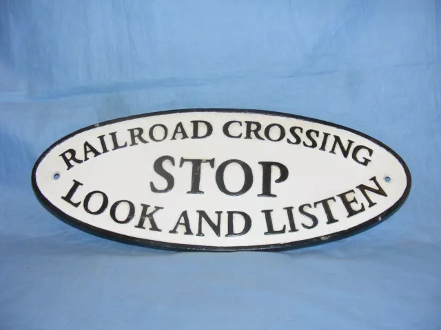 Railroad Crossing Sign Railway Cast Iron Advertising Garage Man Cave Train Wall