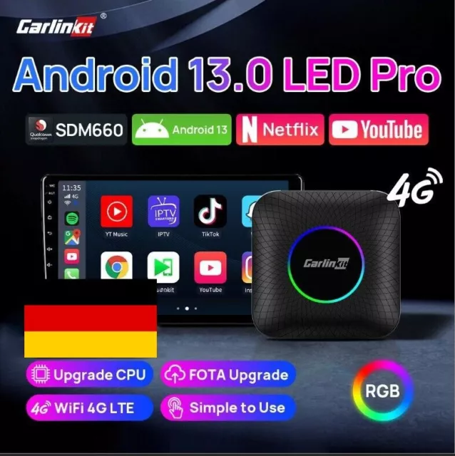 Carlinkit Android 13 Wireless Carplay AI Box Android Auto LED Multimedia Player