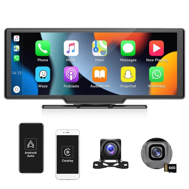 9.3" Car Portable Radio Srereo Wireless Apple CarPlay Android Auto Touch Screen