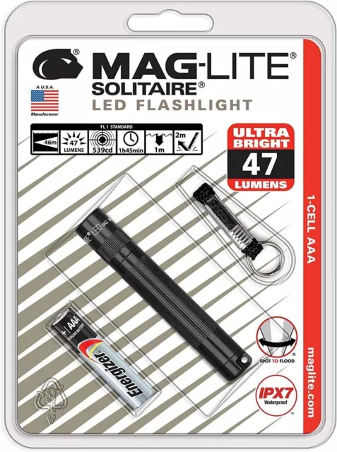 Maglite Solitaire LED 1-Cell AAA Flashlight Color Black - Model SJ3A016