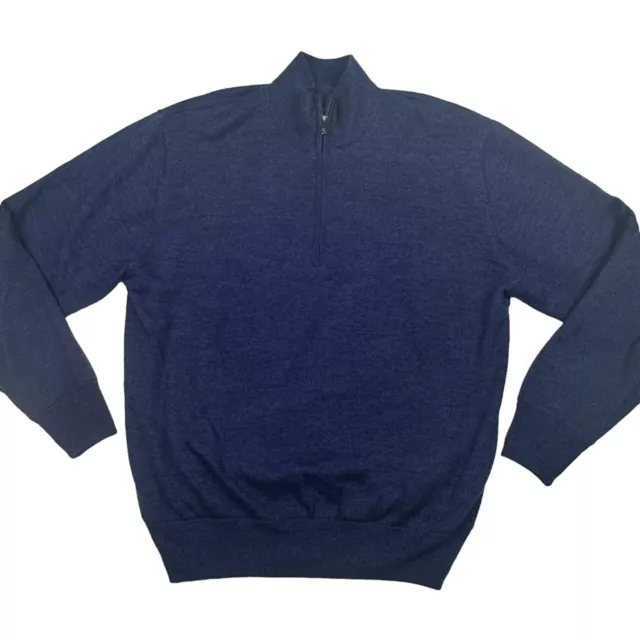FOOTJOY FJ MEN'S 100% Wool 1/4 Zip Lined Windstopper Knit Sweater Blue ...