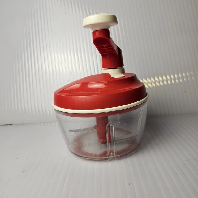 Quick Chef Tupperware – Hachoir Batteur Manuel Bleu Avec Bol Et Couvercle (Occasion)