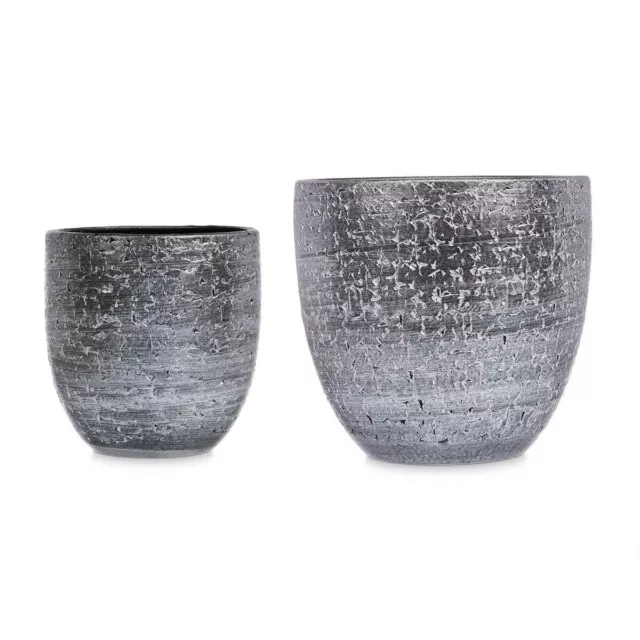 Set de Macetas Ø 20 cm Ø 25 cm 2 Piezas Gris Plateado Cerámica 2