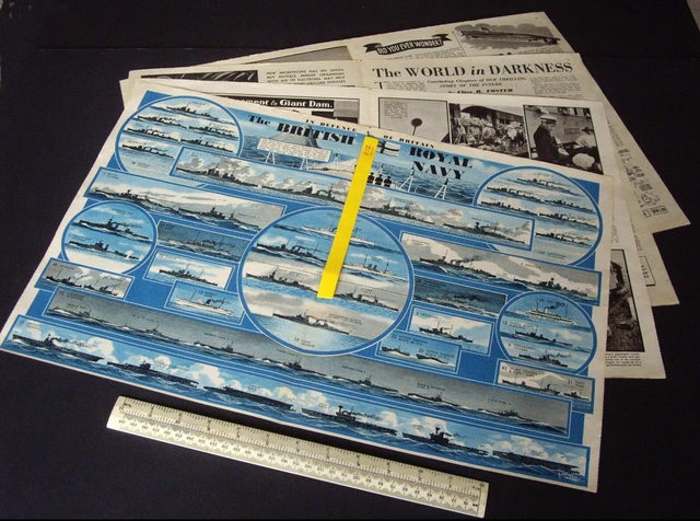 ROYAL NAVY FLEET Chart Artwork Home Front WW2 Modern Wonder Mag 1939 ROYAL NAVY FLEET Chart Artwork Home Front WW2 Modern Wonder Mag 1939
