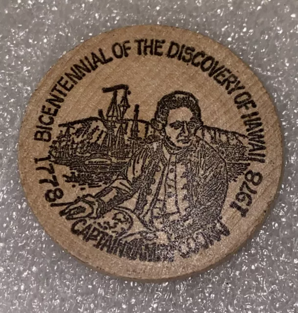 Captain James Cook 1978 Coin Club Show Wooden Nickel Token Coiin