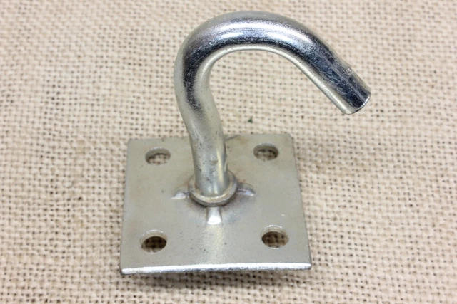 old Plant Hook Porch ceiling wash line plate mount hanger 1 3/4" vintage steel 2