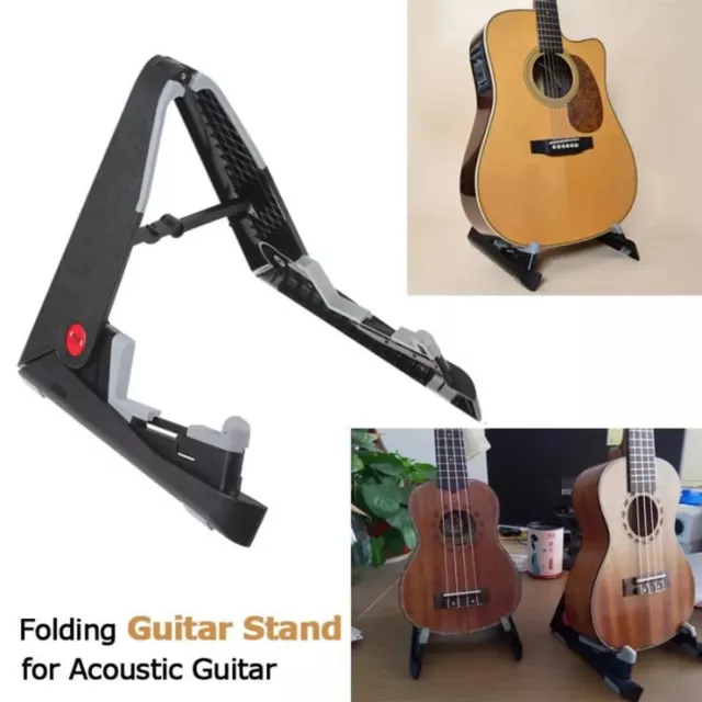 Support de guitare pliant portable pour guitare acoustique Noir