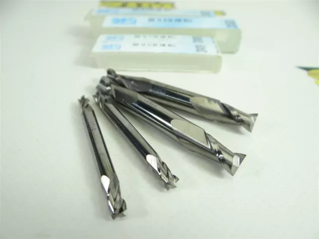 Lot Of 4 New! Sgs Solid Carbide 2 & 4 Flute Double End Mills 11/64" & 9/32"