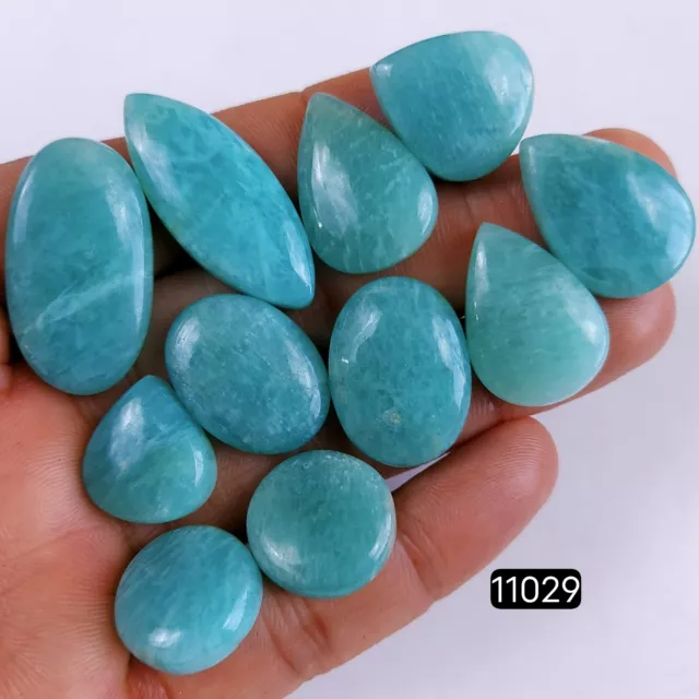 11 Pc 230 Cts Natural Amazonite Loose Cabochon Gemstone Lot 34X14-18X16mm #11029