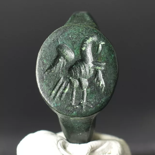 Bague de sceau en bronze moulé aigle romain Aquila vieillie avec patine...