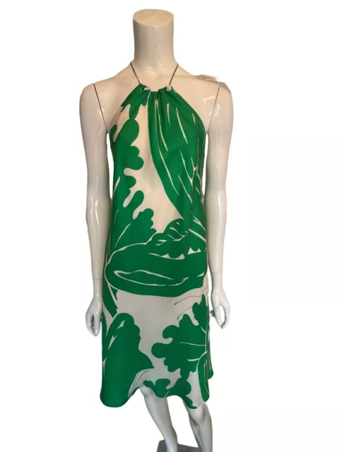 TIBI Palm Frond Leaf Silk Dress Green 6  NWT $595