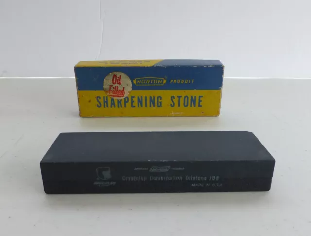 Vintage Norton Sharpening Stone Oil Filled Crystolon Oilstone JB-6 Behr Manning
