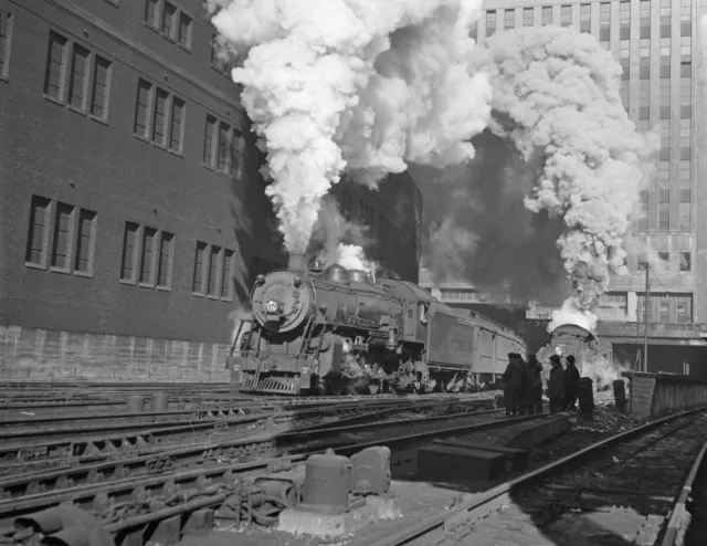 1943 Train Pulling Out of Union Station, Chicago, IL Old Photo 13" x 19" Reprint