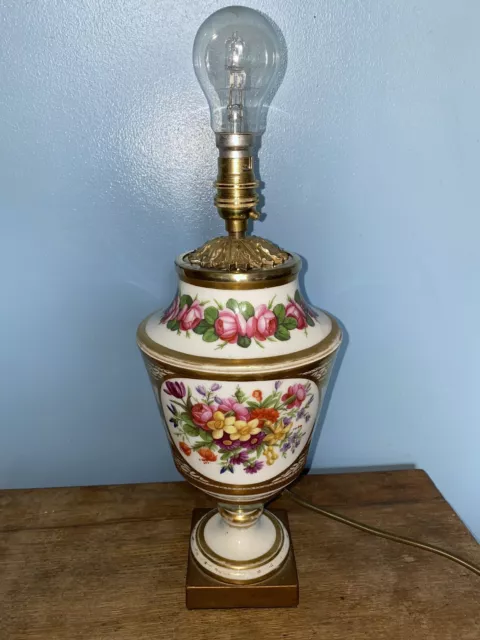 Stunning Vintage French Handpainted Floral Lamp