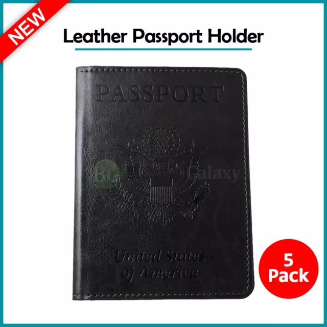 5-Pack Leather Passport Vaccine Card Passport Holder Travel Wallet Case Cover