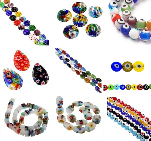 MILLEFIORI GLAS  DESIGN  PERLEN  weitere Varianten  SCHMUCK  BASTELN ZUBEHÖR /24