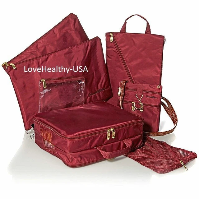 Samantha Brown 6-piece Travel Survival Kit/ Organizer - BURGUNDY OR KOI