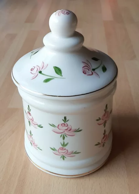 Brian Wood Ceramics Hand Painted Lidded Pot Made in England Floral Pretty