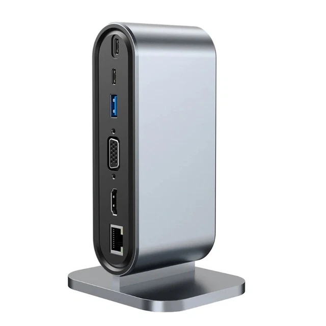 12 in 1 USB C HUB Type C to 4K HD RJ45 VGA PD Power Adapter Dock ( Grey )