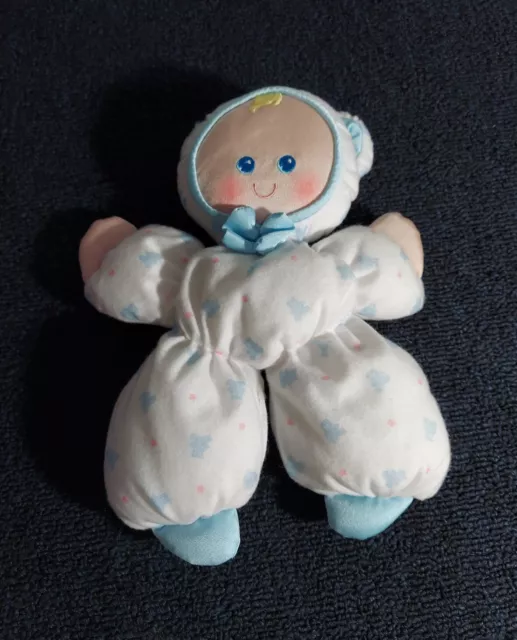Vintage Fisher Price Baby Doll Stuffed Plush Slumber Babies 1989 Blue Boy Bears