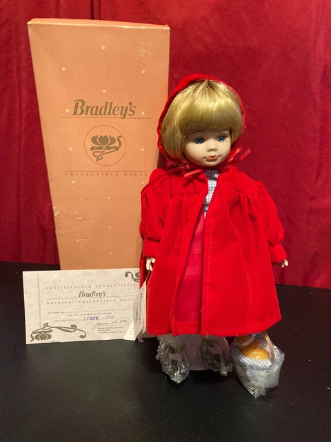 Bradley's Porcelain Doll "Little Red Riding Hood" 12'' Box Tags & Certificate