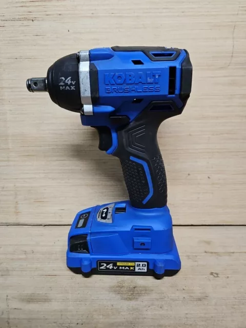 Kobalt KCW 5024B-03 24V Max 1/2 inch Brushless Compact Impact Wrench W/ 2 Ah Bat