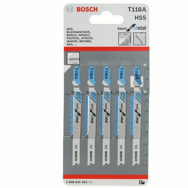 Hojas sierra calar metal Bosch T118A 1-3MM Blister 5 piezas