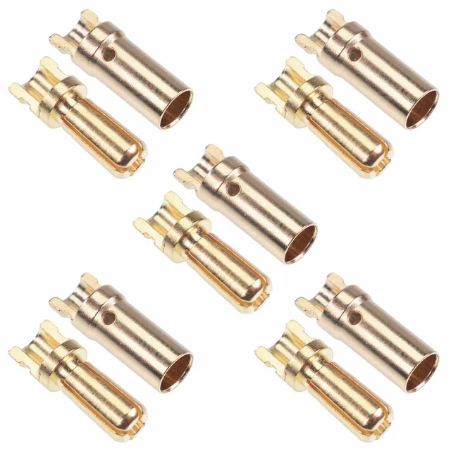 OliRC Lot 6 Paires Connecteurs Bullet 5.5 Mm Plaqué Or – Mâle/Femelle RC Batterie Moteur