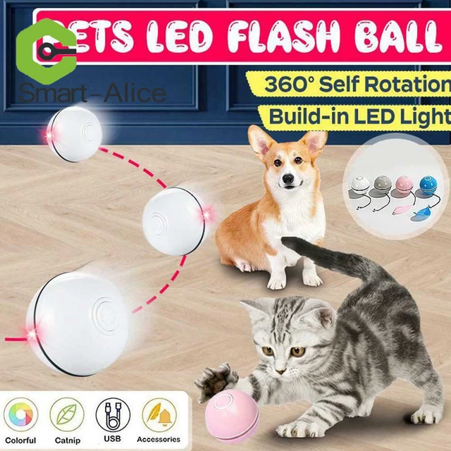 Pet Cat Toy Smart Colorful LED Flash Interactive Rolling Ball Automatic B2SA