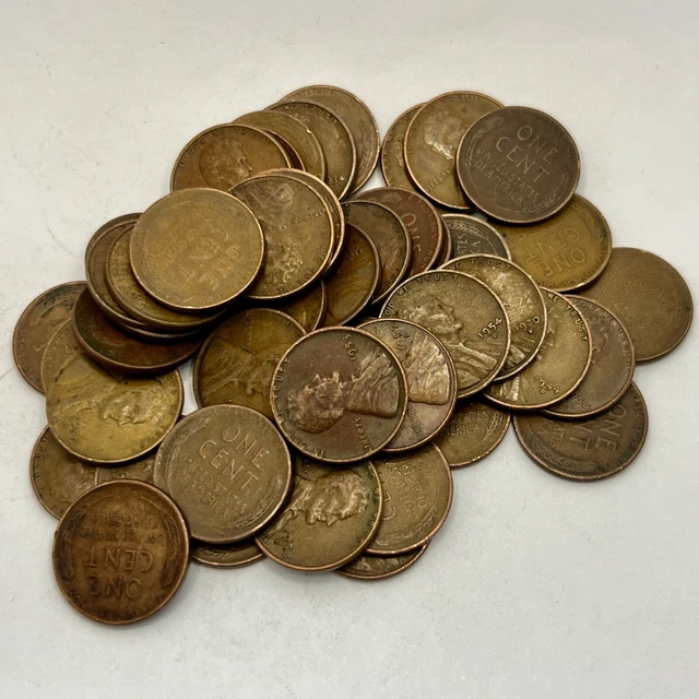 1930-1958-PDS Lincoln Wheat Small Cent Penny 1C - FULL ROLL VG+ OR BETTER #1